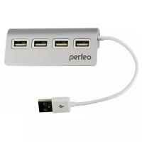 USB-Концентратор Perfeo 4 Port, (PF-HYD-6096) серебрянный