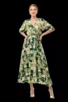 Платье женское бохо зеленое свободного покроя в пол размер 52