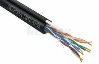 Кабель витая пара NEOMAX NM10041 U/UTP cat.5e 4 пары (305 м) 0.50 мм (24 AWG) одножильный, чистая медь, стальной трос 2.0мм, внешний PE, черный