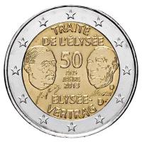 (011) Монета Германия (ФРГ) 2013 год 2 евро "Франко-германский договор" Двор D Биметалл UNC
