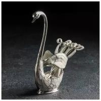 Набор ложек на подставке Magistro Swan, 7,5×4,5×15 см, 6 шт, цвет белый