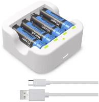 Аккумуляторные батарейки AA 1,5 v Li-ion 3500 mWh с зарядным устройством и USB кабелем, 4 шт