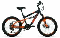 Велосипед ALTAIR MTB FS 20 disc (20" 6 ск. рост 14") 2020-2021, темно-серый/оранжевый, RBKT1F106004