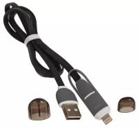 Кабель USB 2.0 A - micro USB 5pin (m-m) + Lightning 1м Ritmix RCC-200 Black защитные колпачки на коннекторах