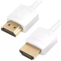 GCR Ультратонкий кабель HDMI2.0 для AppleTV, SLIM, 1.0m, белый, OD3.8mm, HDR 4:2:0, Ultra HD, 4K60Hz, 18.0 Гбит/с, 32/32 AWG