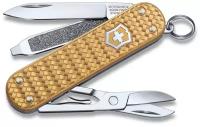 Нож-брелок VICTORINOX Classic SD Precious Alox "Brass Gold", 58 мм, 5 функций, золотистый