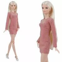 Персиково-розовое платье-футляр для кукол 29 см. типа барби