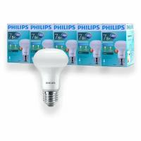 Светодиодная лампочка Philips 7Вт Е27 холодный свет, гриб 6500К R63 ESS LED 865 FR матовая, 7W, E27, рефлектор, 720лм (комплект 5шт)