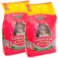 Сибирская кошка комфорт наполнитель впитывающий для туалета кошек (5 + 5 л)