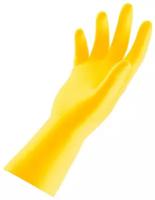 Перчатки резиновые PACLAN Professional, хлопковое напыление, желтые, размер S (латекс)
