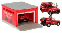 Модель пластик гараж пожарная часть 20,5 см, LADA 4x4, крас