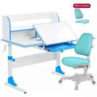 Комплект Anatomica Smart-30 парта + кресло + органайзер белый/голубой с голубым креслом Armata