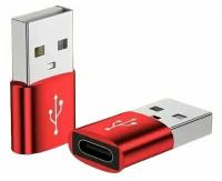 Переходник Адаптер OTG с USB 2.0 на Type-C, для Ноутбуков, для Смартфонов, для Флешек, Тайпси на ЮСБ, красный