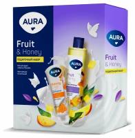 Подарочный набор Aura Fruit and Honey Гель для душа Манго и папайя 250мл+Крем для рук Питательный с D-пантенолом и экстрактом меда 75мл