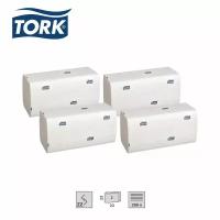 Полотенца бумажные листовые двухслойные Tork Advanced H3 ZZ-сложения, 23x23 см, 4 пачки по 200 листов (290184)