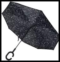 Зонт трость мужской женский двухслойный антишторм с функцией обратного сложения, черный - FENOX арт. FAU1067