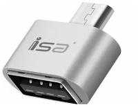 Переходник (адаптер) OTG USB 2.0 на Micro USB алюминий серебро, ISA