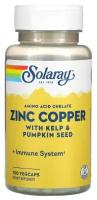 Solaray, Zinc Copper with Kelp & Pumpkin Seed, 100 VegCaps