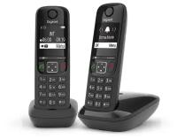 Gigaset Телефон AS690 A DUO Р Телефон Dect RUS черный труб. в компл:2шт АОН