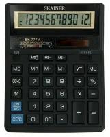 Калькулятор настольный большой 12-разрядный, SKAINER SK-777M, двойное питание, двойная память, 157 x 200 x 32 мм, черный