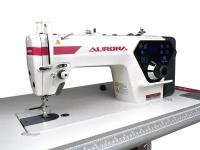 Прямострочная промышленная швейная машина Aurora H1-H-ST с укороченным столом и комплектом для легких и средних материалов в подарок!