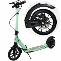 Складной городской самокат Scooter Disk Brake с дисковым тормозом и двумя амортизаторами, модель 2024 года Мятный