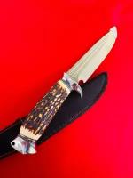 Нож туристический / Нож Тигр / длина клинка 17 см / сталь 65Х13 / в чехле / рукоять под кость