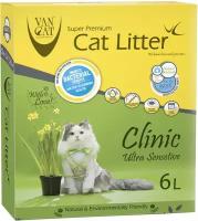 VAN CAT CLINIC ULTRA SENSITIVE наполнитель комкующийся для туалета кошек с антибактериальным эффектом коробка (5,1 кг)