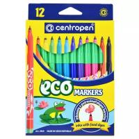 Фломастеры Centropen 12 цветов "ECO Markers", смываемые, вентилируемый колпачок, 2560/12KK, 7 2560 1201