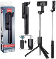 Монопод для селфи Selfie Stick R6 со встроенным штативом триподом, регулируемым держателем для телефона и Bluetooth пультом, цвет: черный