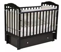 Детская кроватка для новорожденных Антел Алита 4/6 с универсальным маятником (поперечный/продольный), ящиком, съемной стенкой, цвет венге