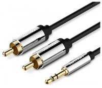 Кабель аудио Vention Jack 3,5 mm M/2RCA M - 2м Черный