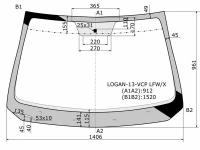 Стекло Лобовое Renault Logan 14- / Sandero 14- / Dacia Logan 12-19 / Sandero 12-19 / Sandero Stepway XYG арт. LOGAN-13-VCP LFW/X