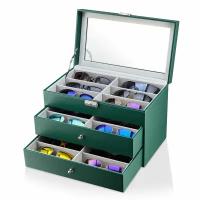 Шкатулка для очков / Коробка для хранения дома / Шкатулка для часов / Футляр для украшений и мелочей Glasser-18-green