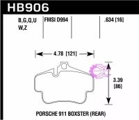 Колодки тормозные HB906N.634 задн PORSCHE 718 Cayman, Boxter; 911 997 3,6; 911 996