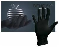 Перчатки черные одноразовые нитриловые, размер M, BENOVY