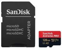 Карта памяти Sandisk micro SDXC 128Gb Extreme Pro UHS-I U3 V30 A2 + ADP (200/90 MB/s)