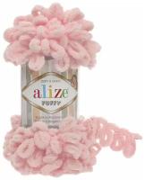 Пряжа плюшевая Alize Puffy (Ализе Пуффи) - 2 мотка 638 Пион для вязания руками, гипоаллергенная, большие петли (4см), 9м/100г