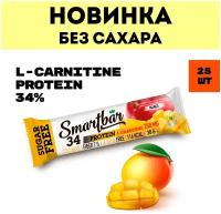 Батончик протеиновый без сахара Smartbar Protein L-carnitine "Манго" с L-карнитином, 25 шт. х 38 г