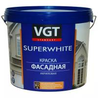 VGT SUPERWHITE ВД-АК-1180 краска фасадная акриловая, под колеровку, матовая, база А (6кг)