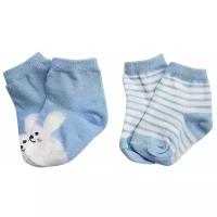 Носочки для новорожденных/детские/Комплект носков 2 пары (Зайчик голубой)