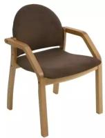 Стул кресло для кухни Джуно 2.0 мягкое, массив дерева (натуральный/коричневый Velutto 23) Мебиатор
