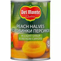 Консервированные персики Del Monte половинки в легком сиропе, жестяная банка 420 г