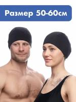 Шапочка для плавания взрослая, обхват 50-60, MIVI Sport, черная, шапочка текстильная