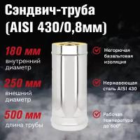 Сэндвич-труба Нерж+Нерж (AISI 430 0,8мм), L-0,5м (180х250)