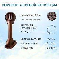 Активная вентиляция: Нанодефлектор ND100-125 с манжетой, вент. выход 110 не утепленный, для скатной кровли Каскад, коричневый