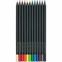 Карандаши цветные Faber-Castell "Black Edition", 12цв, трехгран, черное дерево, заточен, картон