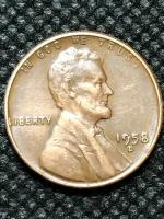 Монета США 1 цент 1958 год #5-о