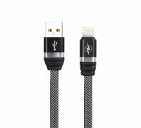 USB кабель - 8 pin FaisON K-38 Flat, 1.0м, 2.0A, цвет: чёрный