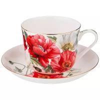 Чайная пара Lefard Маки, набор для чаепития на 1 персону: чашка 500 мл, блюдце из фарфора, подарочная